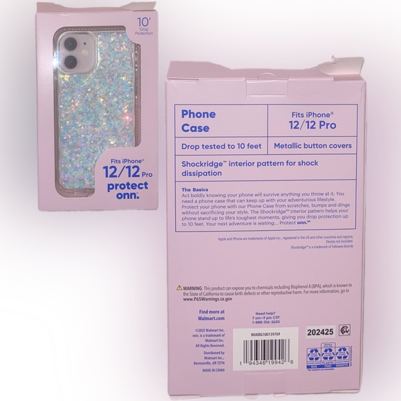 onn. Phone Case for iPhone 12 / iPhone 12 Pro - Iridescent Glitter Fleck - Picture 3 of 6